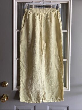 Flax Butter Yellow Linen High Rise Cropped Pants
